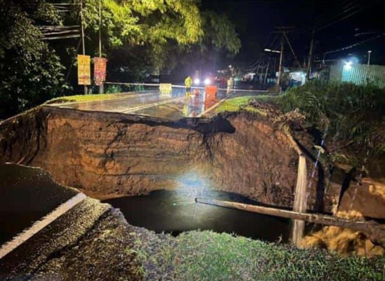 Laluan utama Kota Kinabalu - Sandakan di Ranau putus akibat hakisan